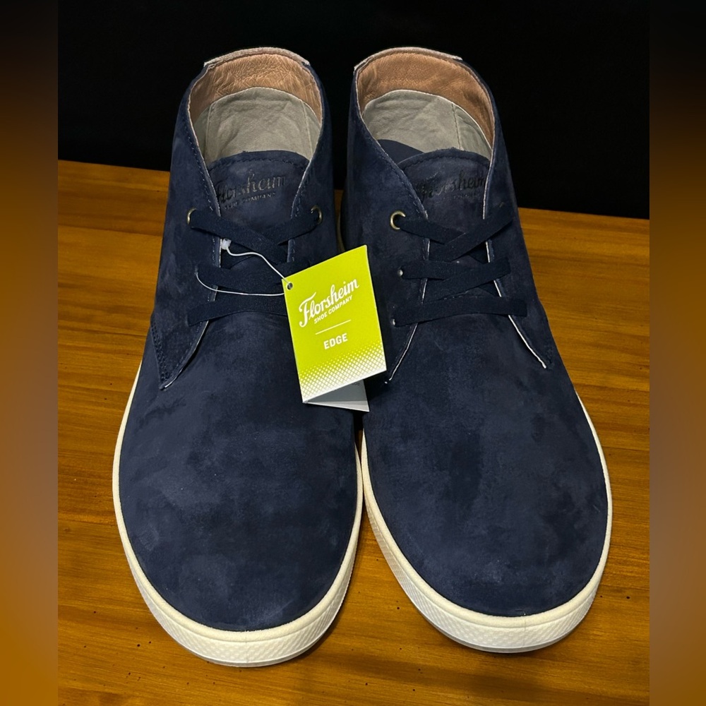 FLORSHEIM EDGE 142343 MEN'S NAVY NUBUCK SUEDE PLAIN TOE CHUKKA BOOTS SIZE 11 NWT